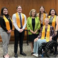 TLU President Cottrell with a group of students on the Diversity Committee.